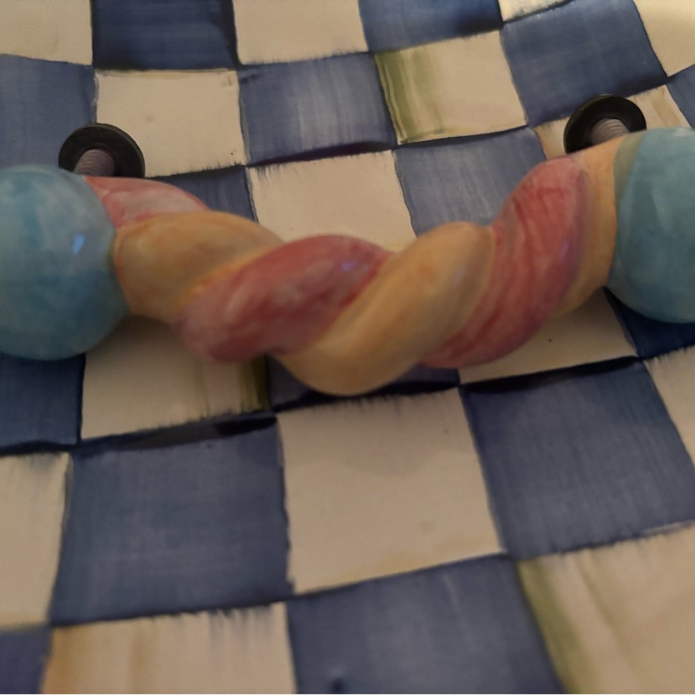 MacKenzie-Childs Twisted cabinet drawer pull Handle w hardware blue orange pink